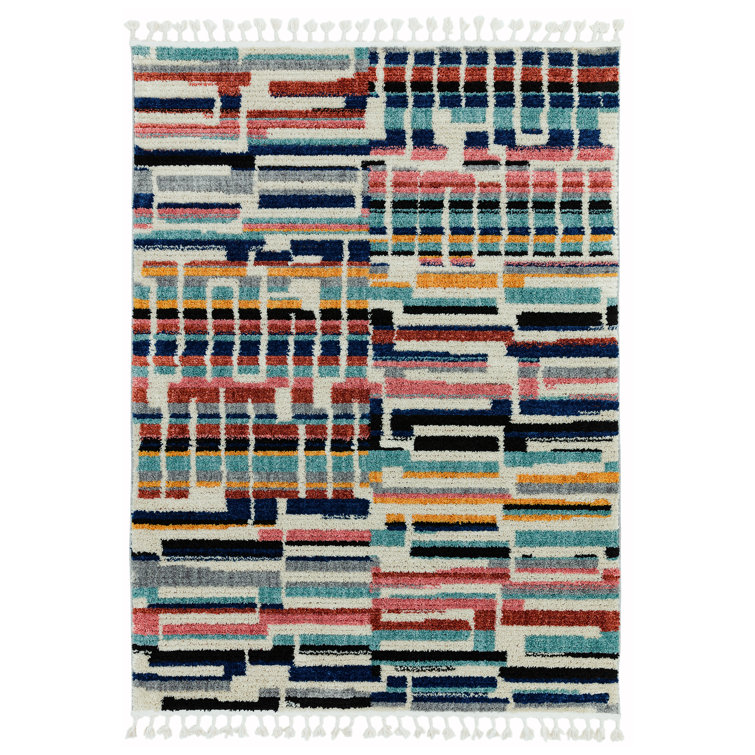 Bloomsbury Market Cesura Kadin Shaggy Red/Yellow/Blue Rug Wayfair.co.uk